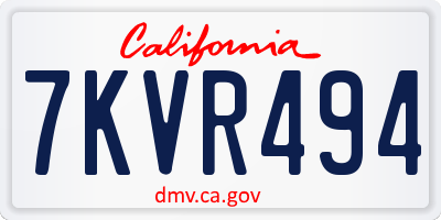 CA license plate 7KVR494