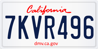 CA license plate 7KVR496