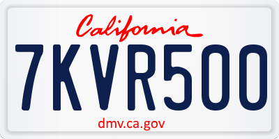 CA license plate 7KVR500