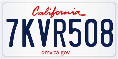 CA license plate 7KVR508