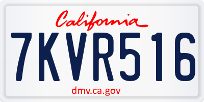 CA license plate 7KVR516