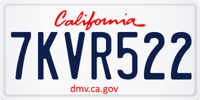 CA license plate 7KVR522