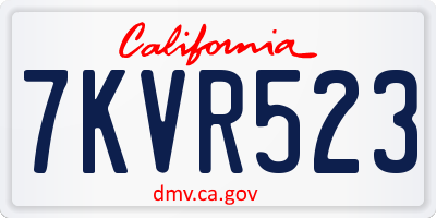 CA license plate 7KVR523