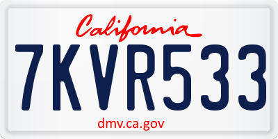 CA license plate 7KVR533
