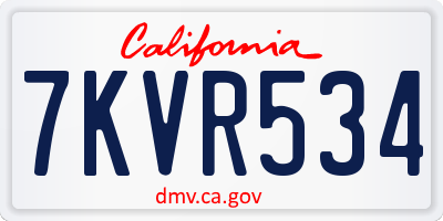 CA license plate 7KVR534