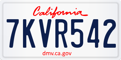 CA license plate 7KVR542