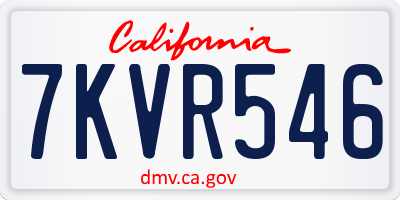 CA license plate 7KVR546