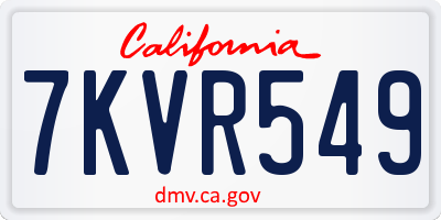 CA license plate 7KVR549