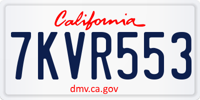 CA license plate 7KVR553