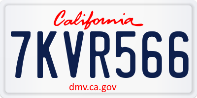 CA license plate 7KVR566