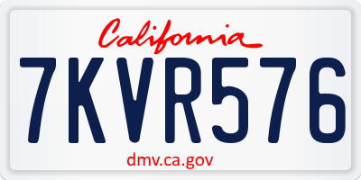 CA license plate 7KVR576