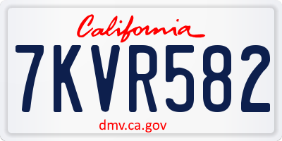 CA license plate 7KVR582