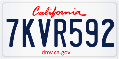 CA license plate 7KVR592