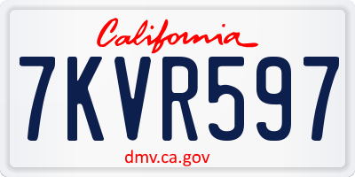 CA license plate 7KVR597