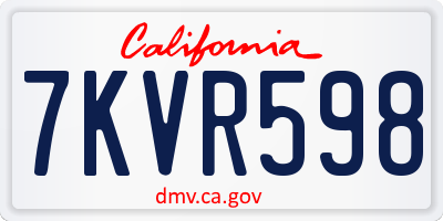 CA license plate 7KVR598