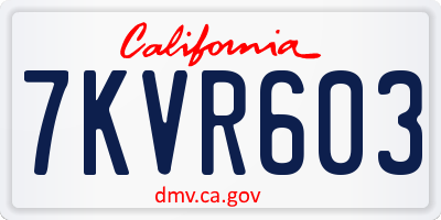 CA license plate 7KVR603