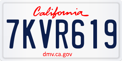 CA license plate 7KVR619