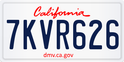 CA license plate 7KVR626