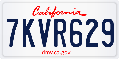 CA license plate 7KVR629