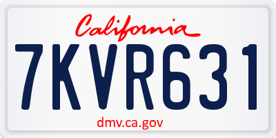 CA license plate 7KVR631