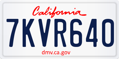 CA license plate 7KVR640