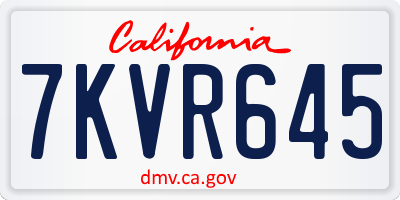 CA license plate 7KVR645