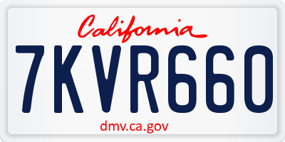 CA license plate 7KVR660