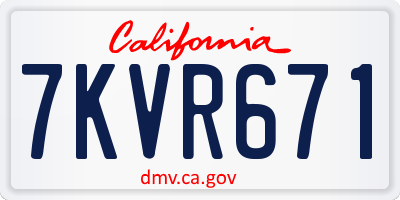 CA license plate 7KVR671