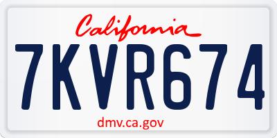 CA license plate 7KVR674