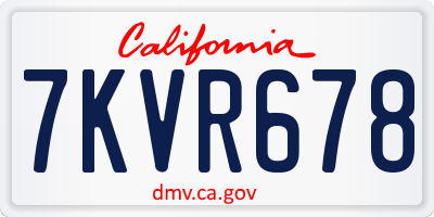 CA license plate 7KVR678