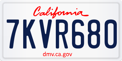 CA license plate 7KVR680