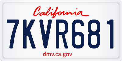 CA license plate 7KVR681