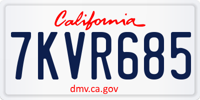 CA license plate 7KVR685