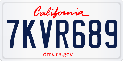 CA license plate 7KVR689