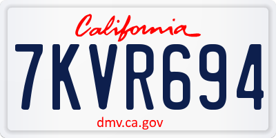 CA license plate 7KVR694
