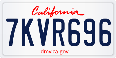 CA license plate 7KVR696