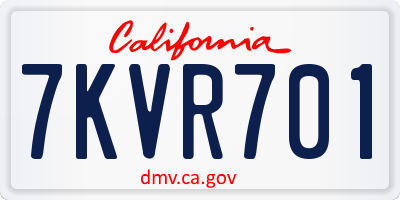 CA license plate 7KVR701