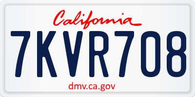 CA license plate 7KVR708