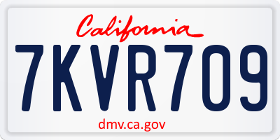 CA license plate 7KVR709