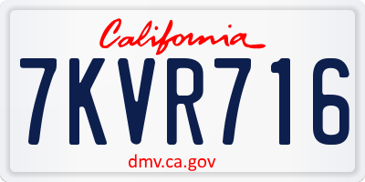 CA license plate 7KVR716