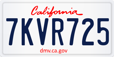 CA license plate 7KVR725