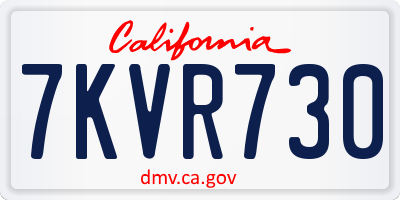 CA license plate 7KVR730