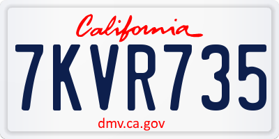 CA license plate 7KVR735