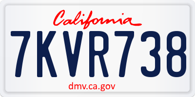 CA license plate 7KVR738