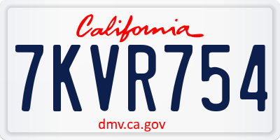 CA license plate 7KVR754
