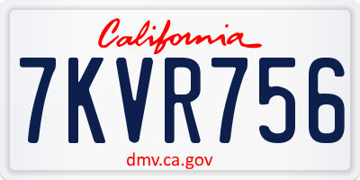 CA license plate 7KVR756