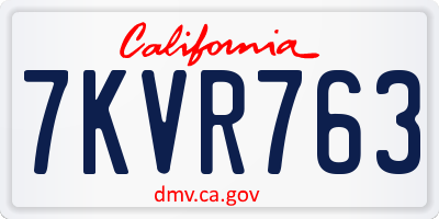 CA license plate 7KVR763