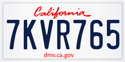 CA license plate 7KVR765