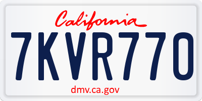 CA license plate 7KVR770