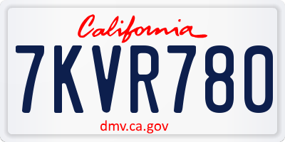 CA license plate 7KVR780